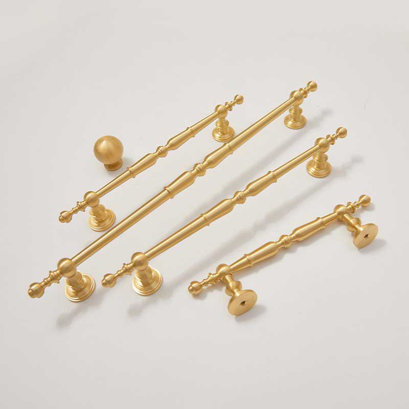 法式黄铜柜门拉手现代简约美式抽屉中古风厨房衣柜门把手
