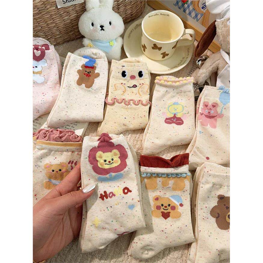 白色袜子女中筒袜棉袜ins
