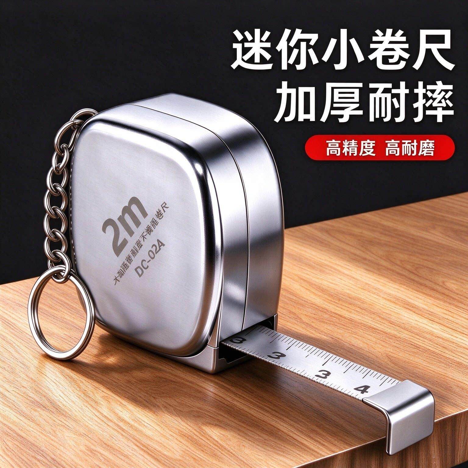 迷你卷尺2米随身便携式小卷尺不锈钢防水耐摔钢家用小型测量尺子