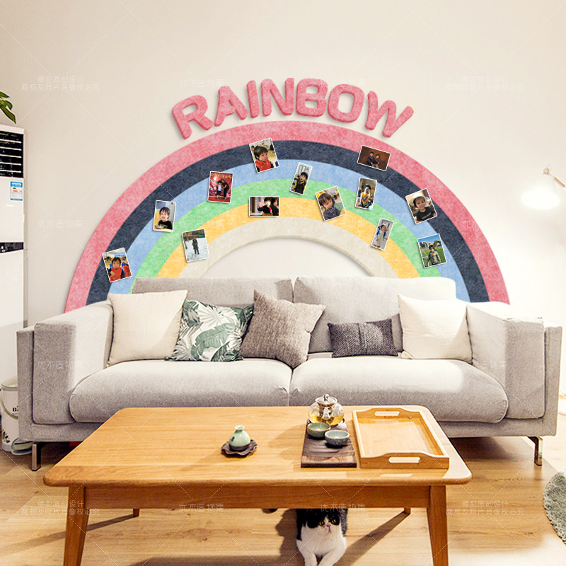 rainbow彩虹创意毛毡板墙贴幼儿园儿童房环保软木板区角装饰