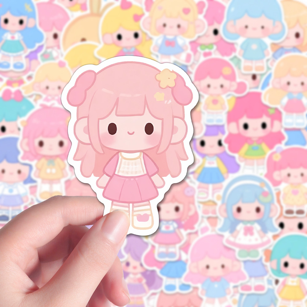 96贴可爱洋娃娃新款卡通女孩贴纸儿童趣味呆萌小女生创意装饰贴画