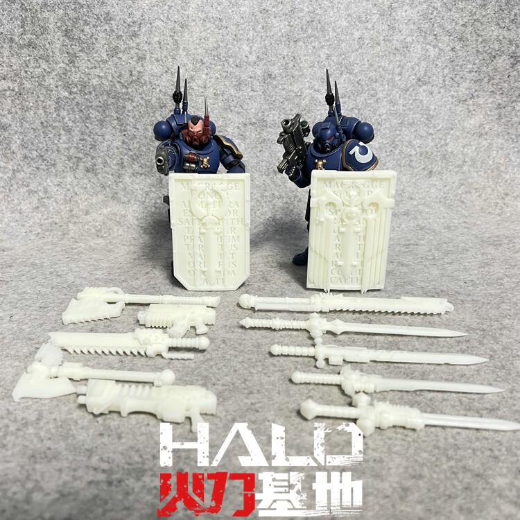 适配暗源joytoy 战锤40K 1/18极限战士链锯剑爆弹枪盾牌DIY配件
