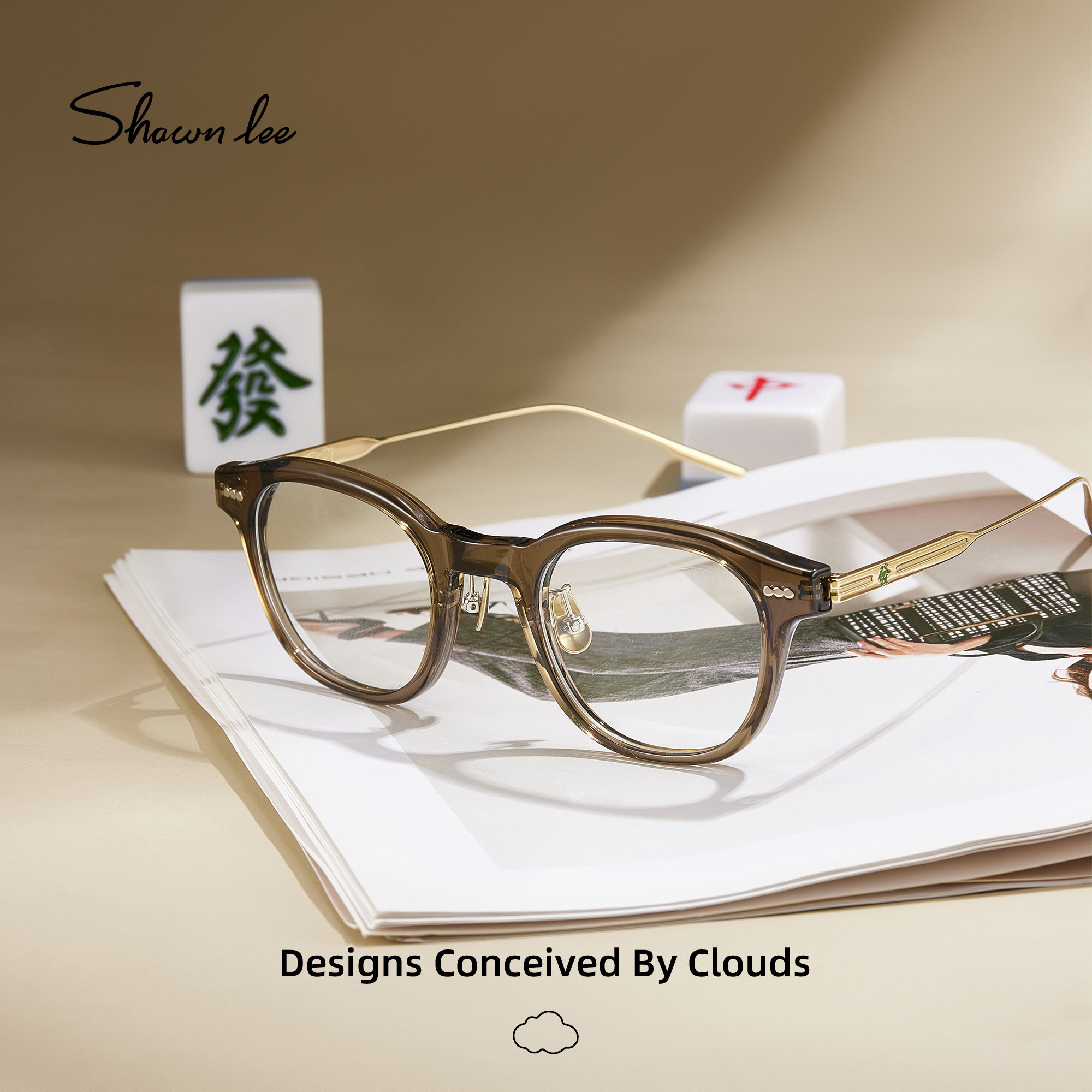 【财源广镜】Shawnlee近视眼镜女冷茶色防蓝光素颜镜架男新年礼物