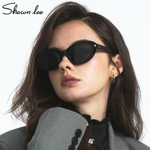1405粗边框个性 小框高级感 小椭圆 猫眼墨镜女款 Shawnlee潮流时尚