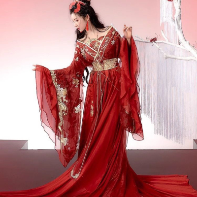 汉服超仙涂七七曼珠沙华本草纲目联名南北朝拖尾重工刺绣婚服