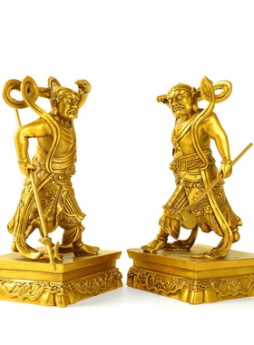 纯铜哼哈二将妈祖左右护法千里眼