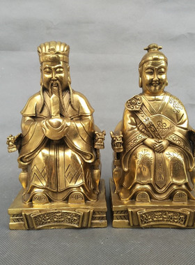厨房供奉灶王爷爷灶王奶奶纯铜