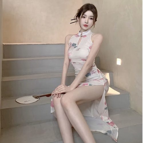 印花表演旗袍减龄复古年轻款修身