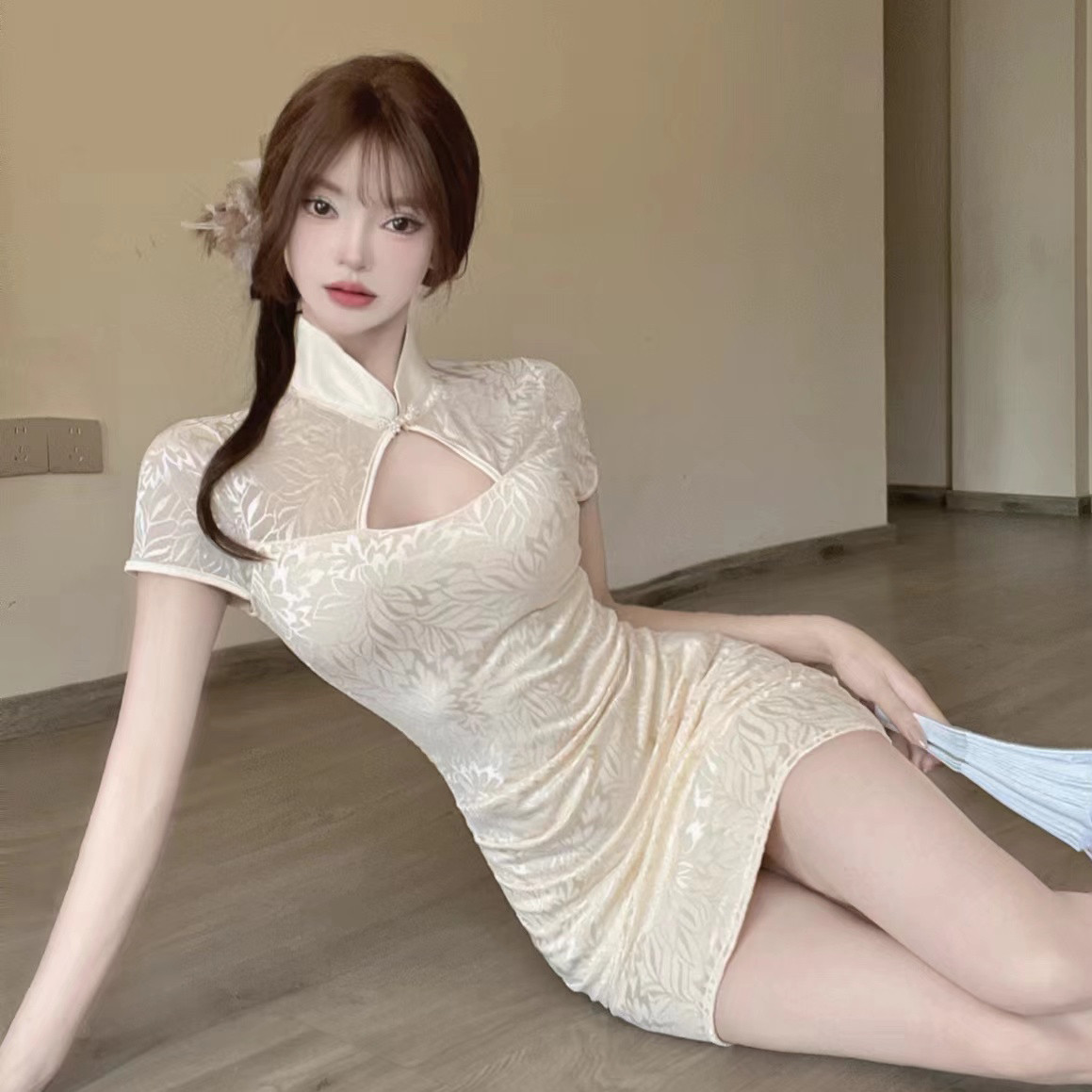 新中式复古国风改良旗袍连衣裙女技师服气质纯欲小众修身包臀短裙