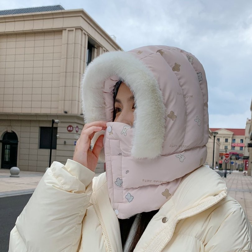 帽子女冬天防风寒面罩电动车摩托帽子