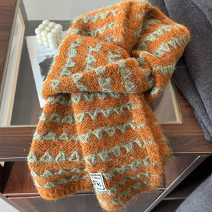 MIXMISS【暖调魔法-南瓜色】柔软不扎韩版围巾秋冬毛茸茸保暖围脖
