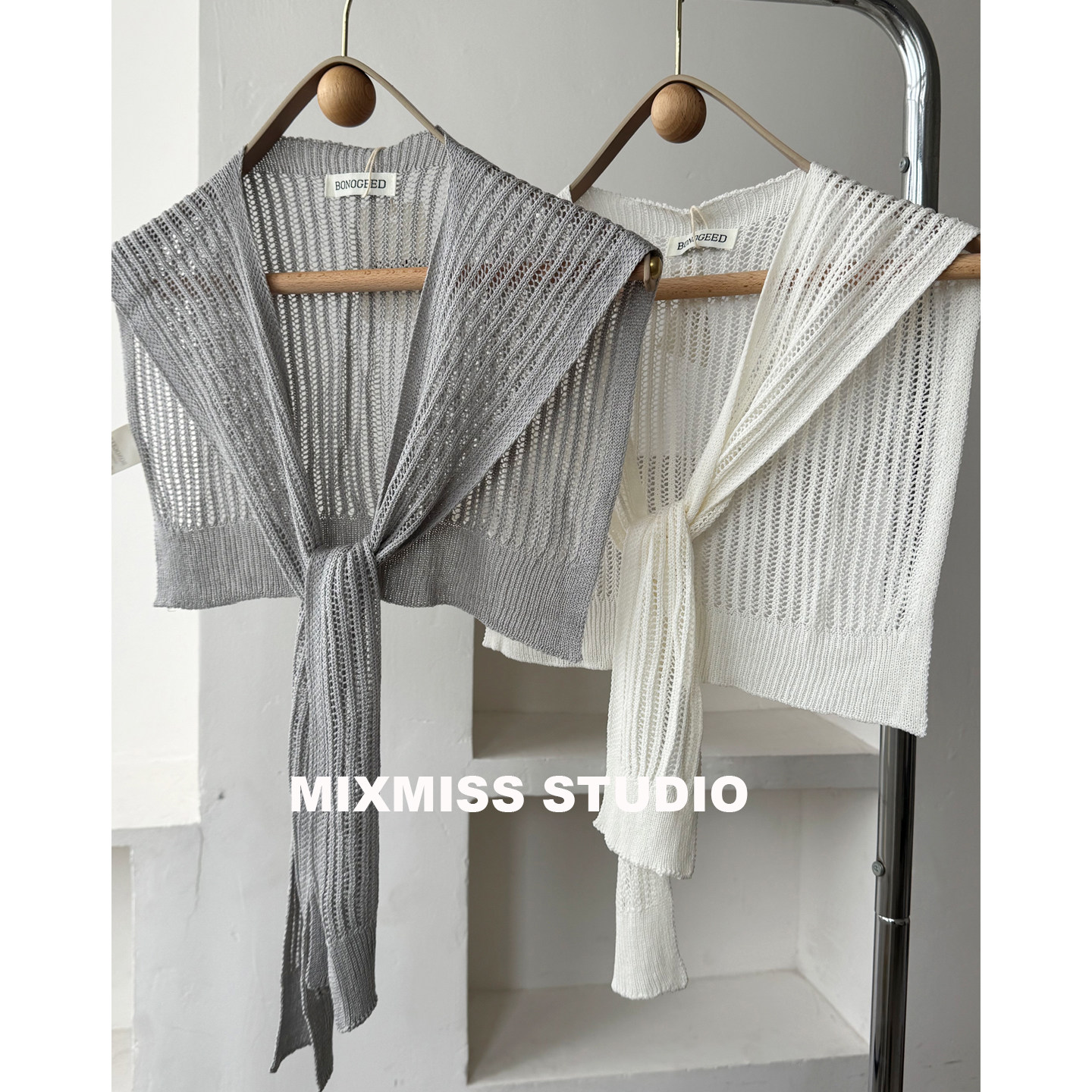 MIXMISS【松弛主义】老钱风叠穿镂空亚麻外搭披肩春夏季护肩防晒