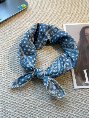 春夏文艺松弛感纯棉方巾头巾领巾