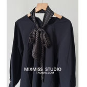 韩版 可系蝴蝶结 chic风飘带颈巾细长丝巾 窄长丝巾 MIXMISS