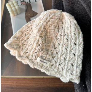 MIXMISS【法式精致~】25秋冬100%羊毛针织圆顶帽女针织毛线包头帽