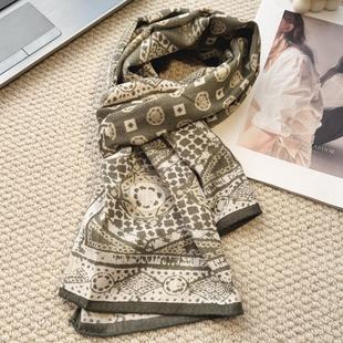 MIXMISS【耐久灰绿】定制日系叠穿丝绒感围巾春秋薄款小围巾领巾