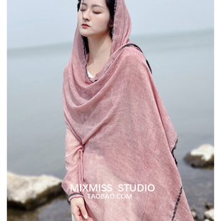 MIXMISS【故事最后~】西北旅游披肩围巾高阶粉清真寺埃及迪拜头巾