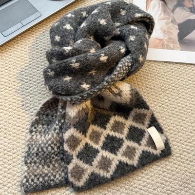 冬季复古文艺羊毛混纺围巾围脖