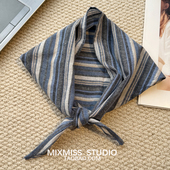 头巾 ootd通勤日系棉三角领巾小围巾文艺薄款 MIXMISS 彩色条纹