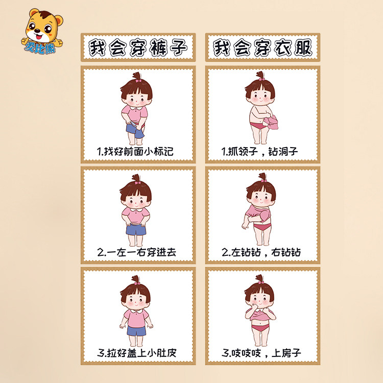 幼儿园生活自理能力培养教育我会自己穿衣服流程图穿裤子步骤墙贴,家居饰品,软装墙贴,淘宝优惠券,粉丝福利购,淘宝优惠卷
