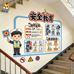 消防交通防溺水校园安全教育预防校园欺凌教室走廊墙面装饰墙贴纸