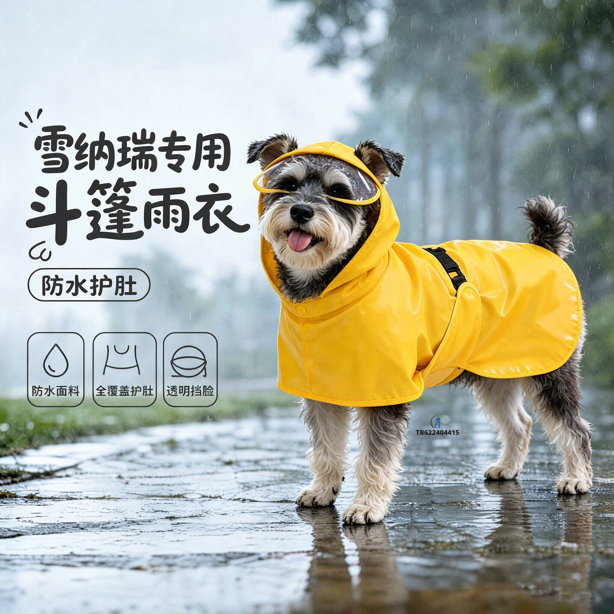 雪纳瑞专用狗狗雨衣斗篷四脚小狗雨披小型犬狗包肚防水防脏遮肚子