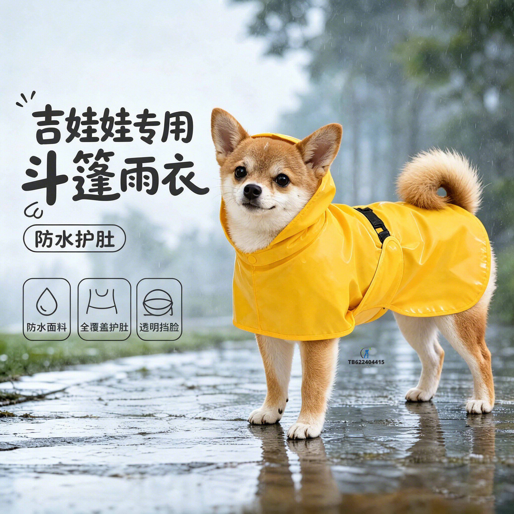 吉娃娃专用狗狗雨衣斗篷四脚小狗雨披小型犬狗包肚防水斗篷遮肚子