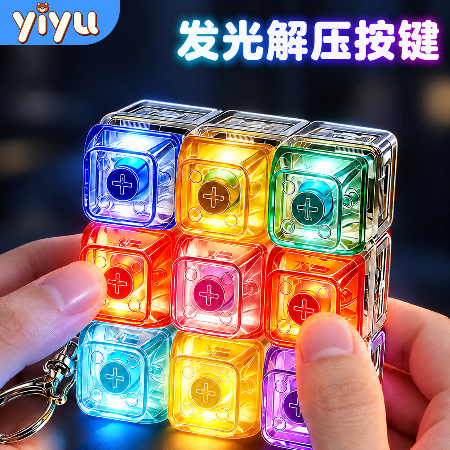 九宫格解压机械键盘按按乐发光玩具挂件小学生指尖减缓解焦虑神器