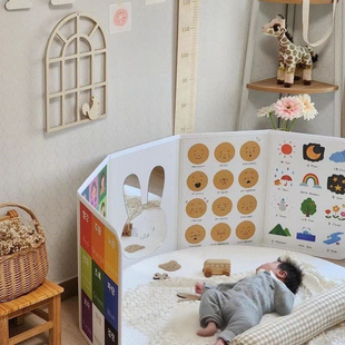 ins韩风立式认知卡屏风折叠双面卡通儿童宝宝早教教具画益智玩具