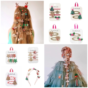 原包装 英国可爱圣诞节小鹿麋鹿雪人儿童发箍发夹皮筋