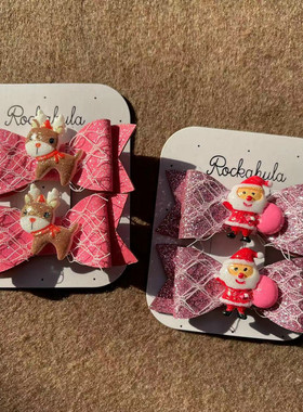 折扣圣诞树发夹英国儿童发夹闪粉圣诞老人麋鹿驯鹿发卡可爱发饰