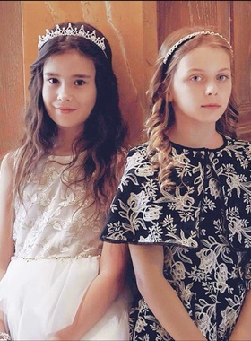 出口英国Monsoon Children儿童发箍公主银色珍珠亮钻皇冠发箍发卡