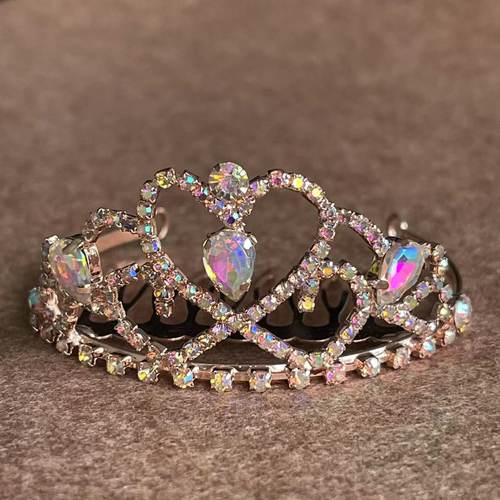 圣诞出口英国儿童宝宝发钗金色满钻闪亮迷你皇冠公主宴会表演发梳