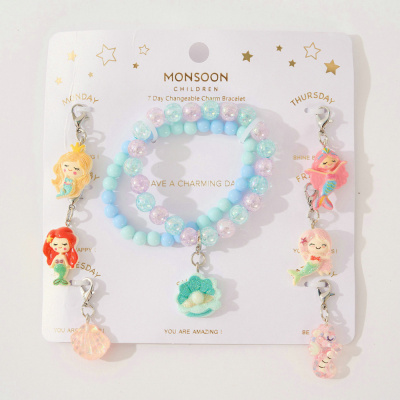 Monsoon Children儿童可爱手链可以当皮筋的卡通吊坠星期手链套装