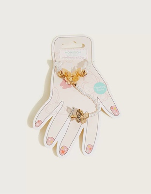 英国贵牌Monsoon Children手链戒指套装精美个性别致珍珠蝴蝶手链