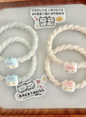 小猫头绳情侣手链少女心发圈可爱小皮筋送给男朋友发绳kt发饰网红