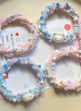 小猫头绳ins风少女心情侣手链闺蜜小皮筋可爱扎头发绳高弹力发圈