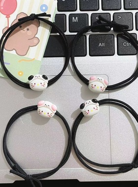 小猫头绳高颜值情侣手链一对小皮筋送给男朋友皮套可爱发圈高弹力