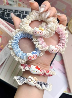 猫咪发圈蕾丝头绳情侣手链可爱橡皮筋扎头发绳甜美百搭kt发饰可爱
