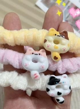 猫咪毛绒发绳情侣闺蜜秋冬发饰女扎头绳送给男朋友小皮筋可爱发圈