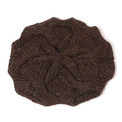 韩版时尚洋气麻花贝雷帽韩版时尚设计感秋冬季新品女式针织帽子潮