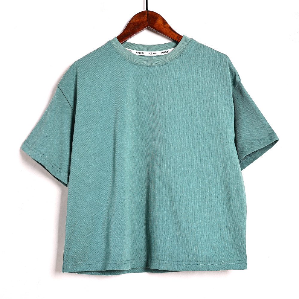 体恤女2025年夏季新品简约纯色圆领套头短袖休闲上衣通勤百搭T恤