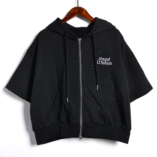 新品 卫衣外套GRANT 女装 字母连帽拉链短袖 WISHES 时尚 2026年春夏季