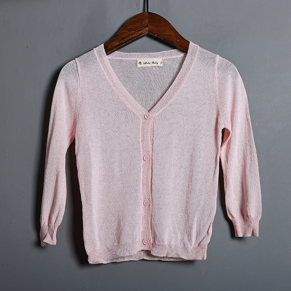 2025年春夏季新品中小童韩版时尚薄款儿童V领单排扣针织衫开衫潮