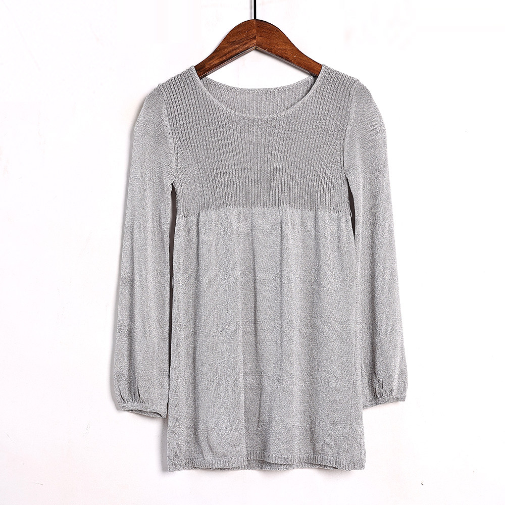 春秋季新品儿童薄款弹力长袖针织衫简约百搭纯色针织裙潮