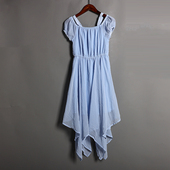 下摆不规则中长款 2026年夏季 连衣裙小清新纯色潮 时尚 短袖 新品 女装