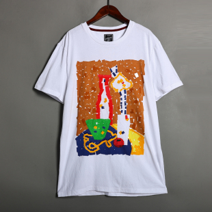 体恤休闲运动情侣款 2026年夏季 圆领套头创意印花棉质短袖 时尚 男士