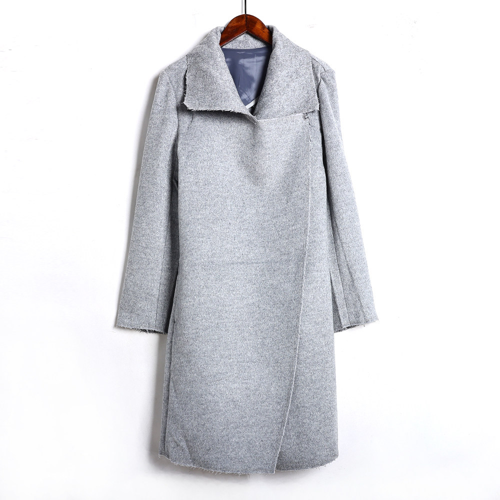 2025年秋冬季新品女装时尚不规则设计感加厚保暖中长款毛呢大衣潮