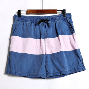 运动短裤 2026年夏季 松紧腰横条纹休闲阔腿裤 减龄洋气女式 潮 时尚