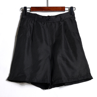 时尚 女装 简约纯色松紧腰薄款 百搭休闲阔腿裤 潮 2026年夏季 短裤 新品